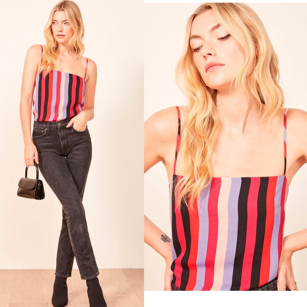 NWT Reformation Dove Top Isabel Vertical Stripe Cami Tank Sz Medium
